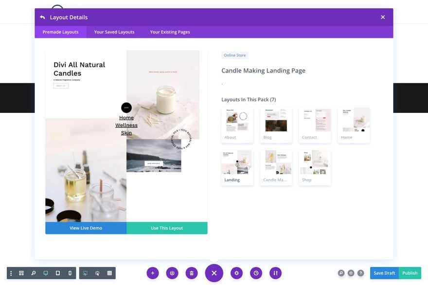 divi candle making layout pack