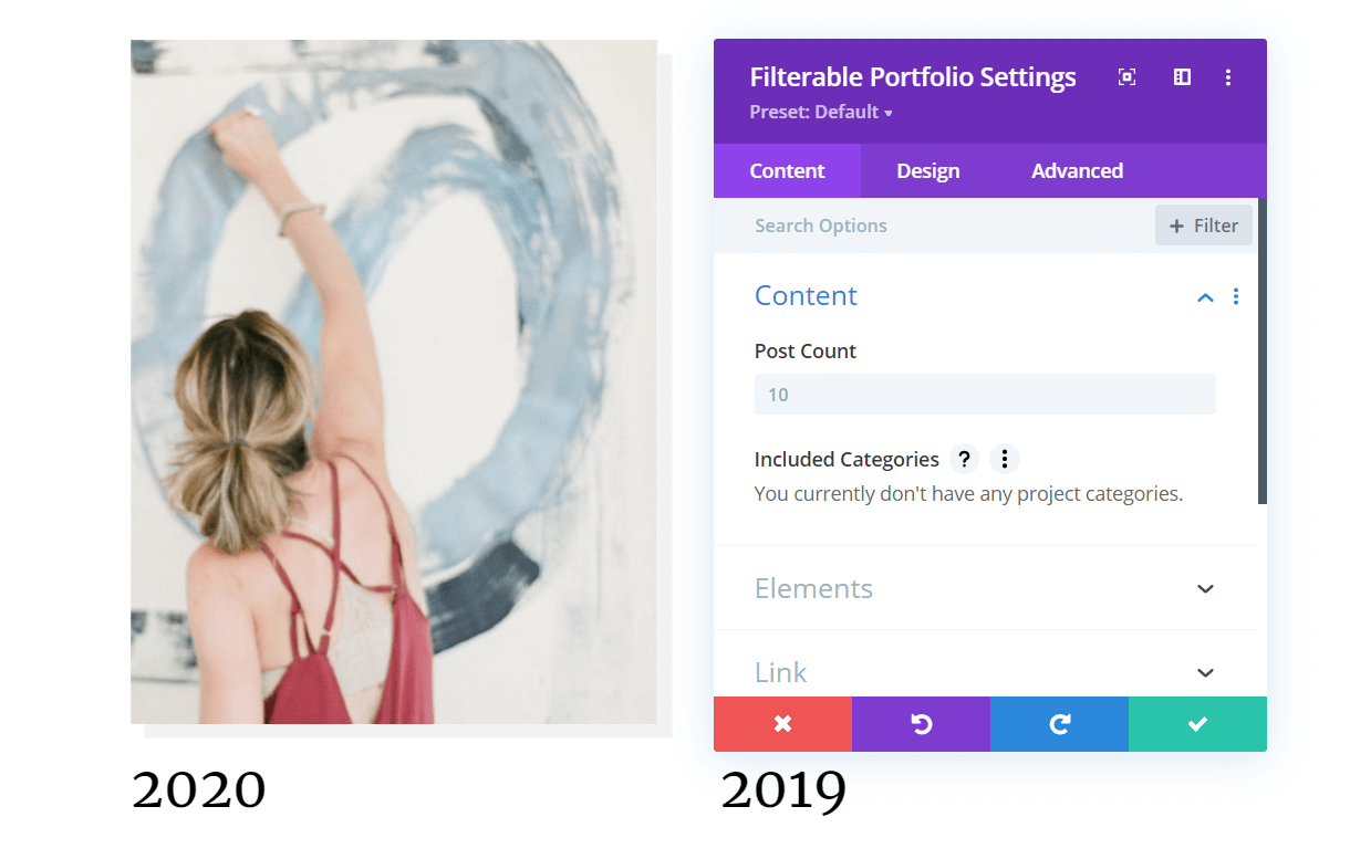 Adding a Filterable Portfolio module using the Divi Builder