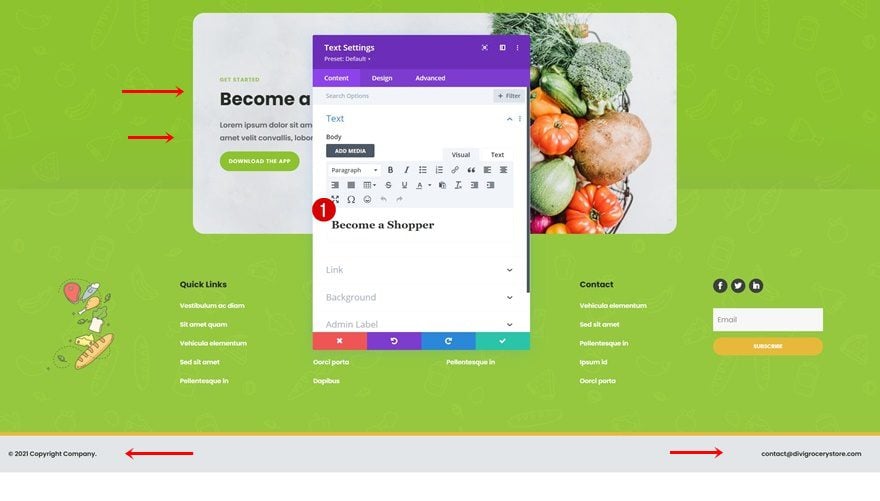 grocery delivery header footer