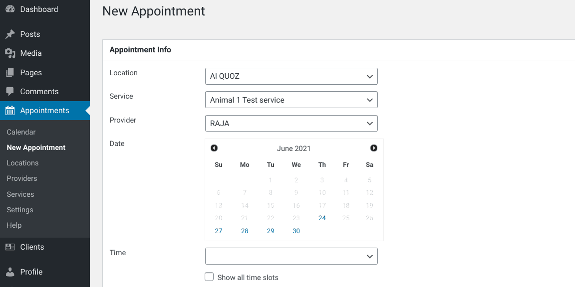 The interface of BirchPress Scheduler, one of the best WordPress booking plugins.