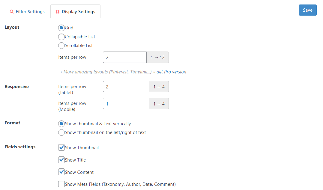 Configuring your post grid