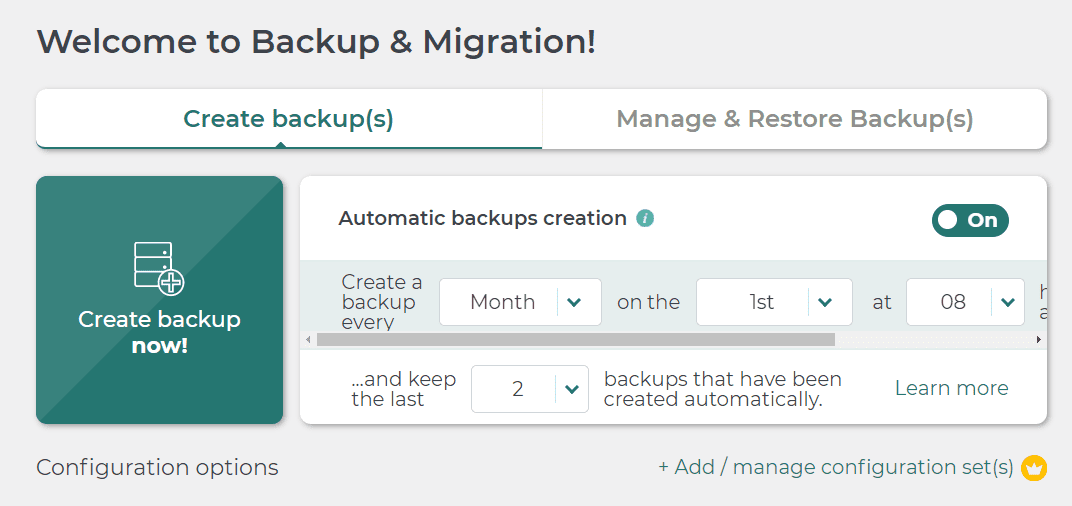 Configuring Backup settings