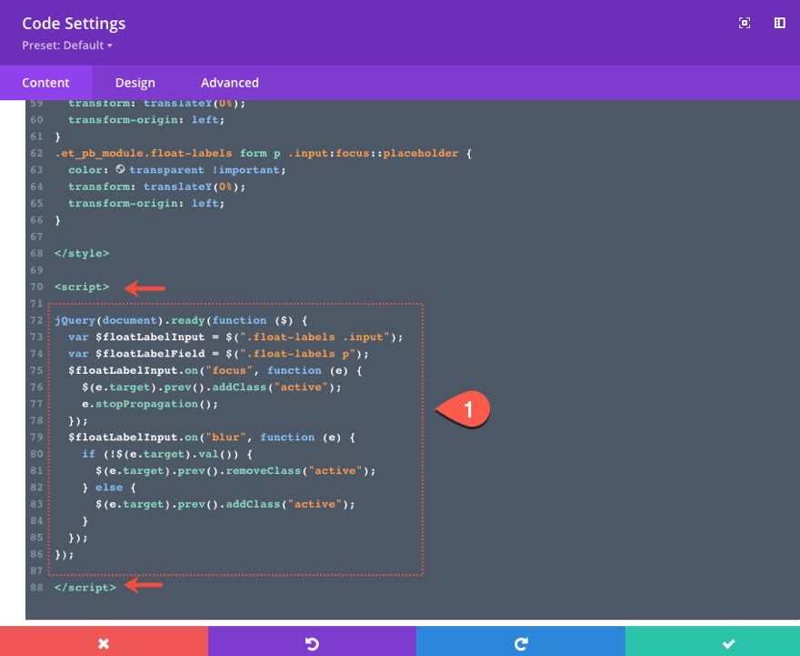 divi floating labels on form fields