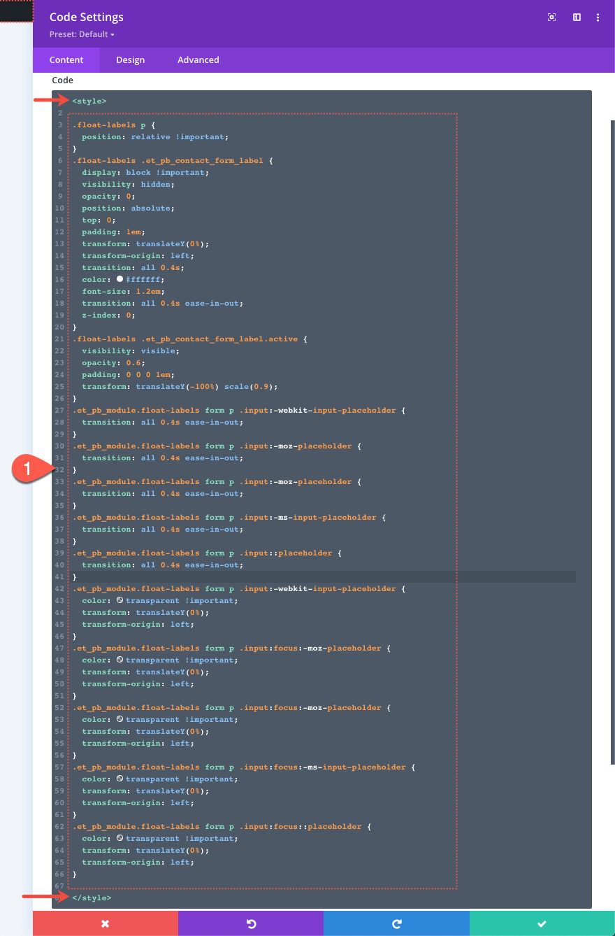 divi floating labels on form fields