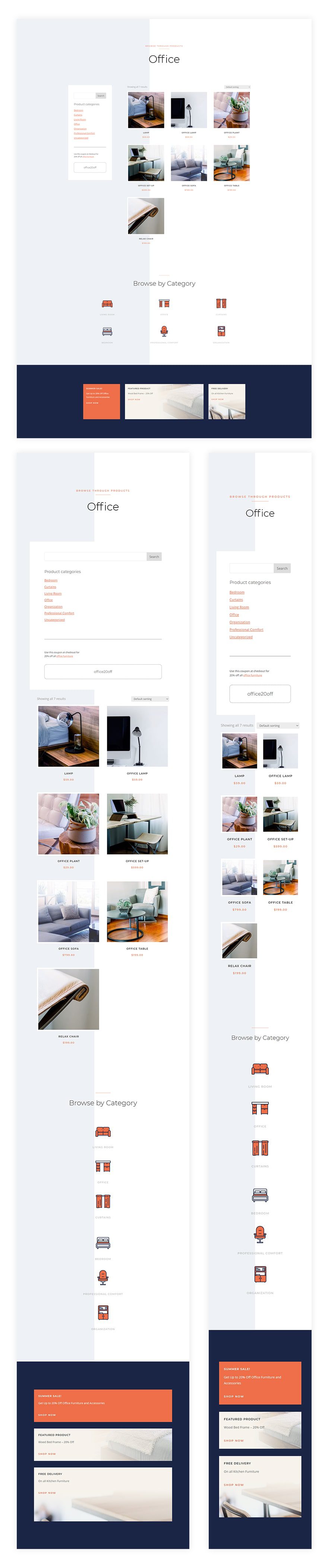 furniture store product category page template