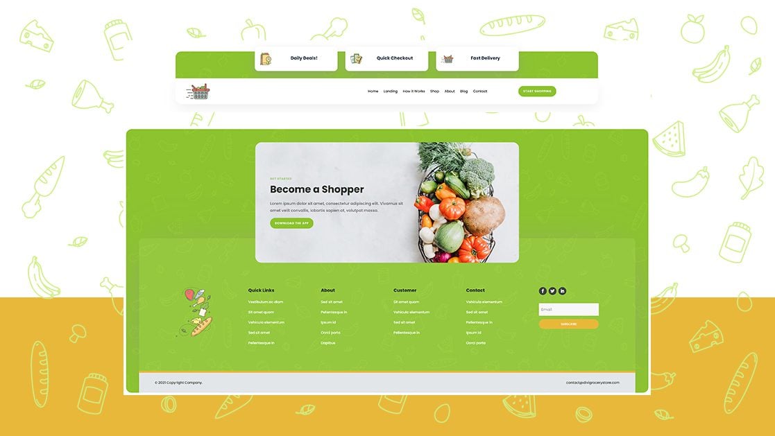 Download a FREE Header & Footer for Divi’s Grocery Delivery Layout Pack