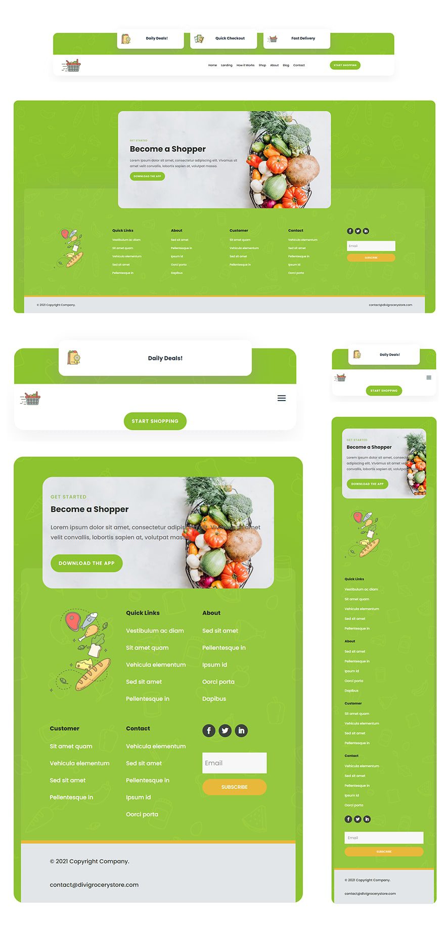 grocery delivery header footer