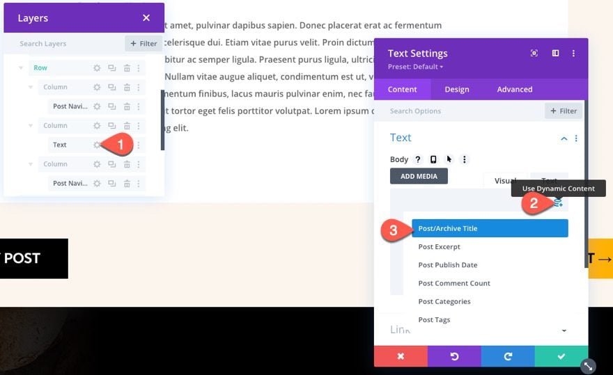 divi sticky post navigation bar