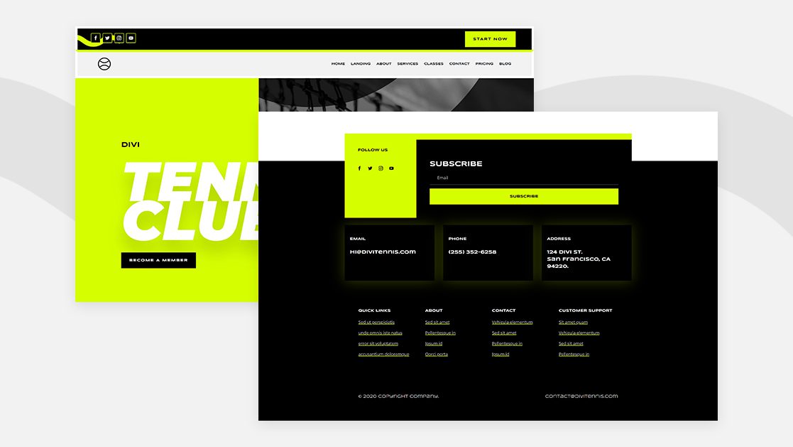 Download a FREE Header & Footer for Divi’s Tennis Club Layout Pack