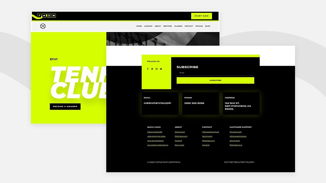 Download a FREE Header & Footer for Divi’s Tennis Club Layout Pack