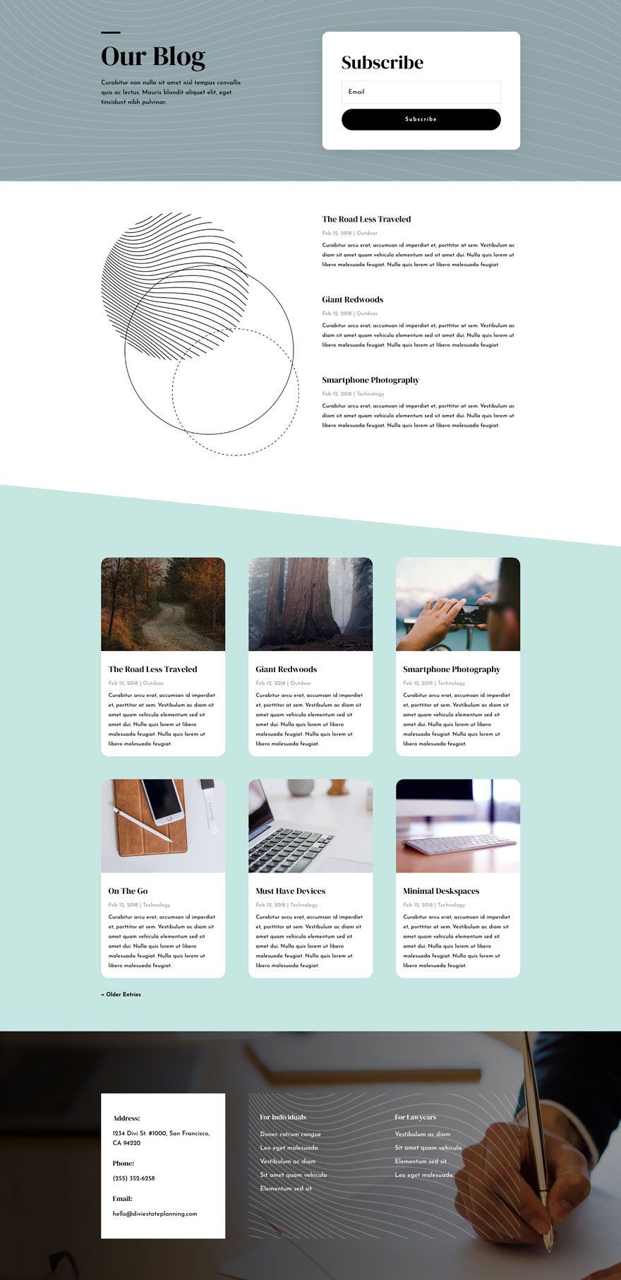 divi estate planning layout pack