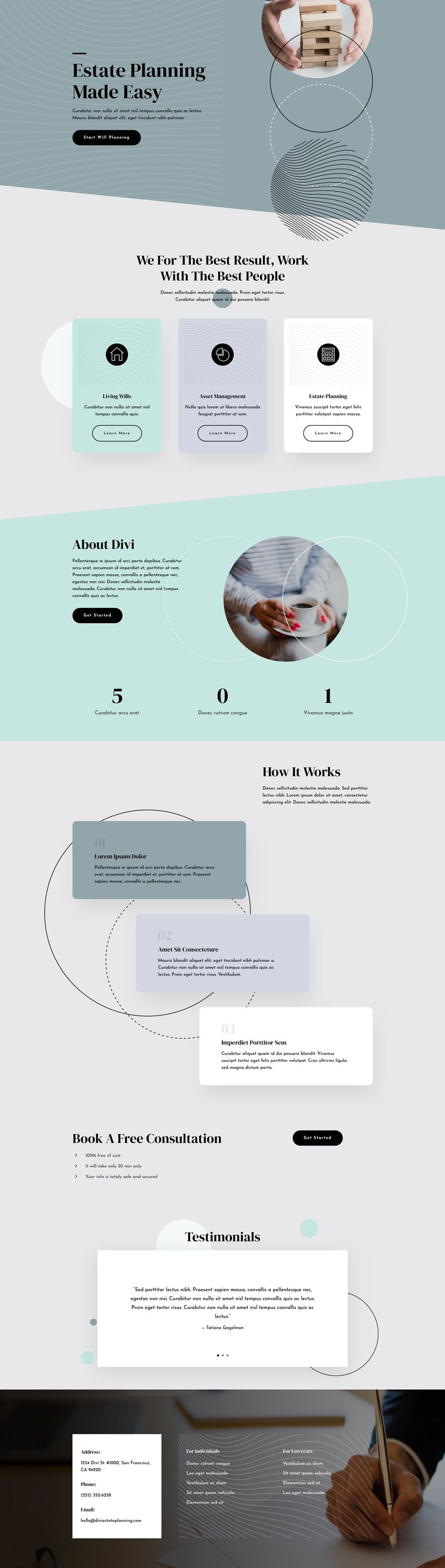 divi estate planning layout pack