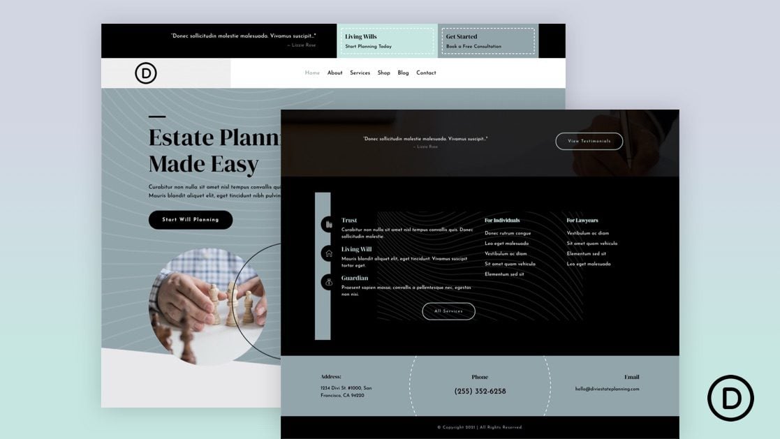 Download a FREE Header and Footer Template for Divi’s Estate Planning Layout Pack