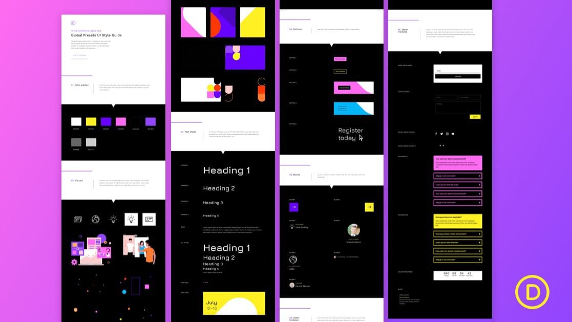 Download a FREE Global Presets Style Guide for Divi’s Virtual Conference Layout Pack