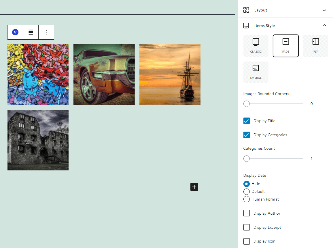 Customizing a portfolio block