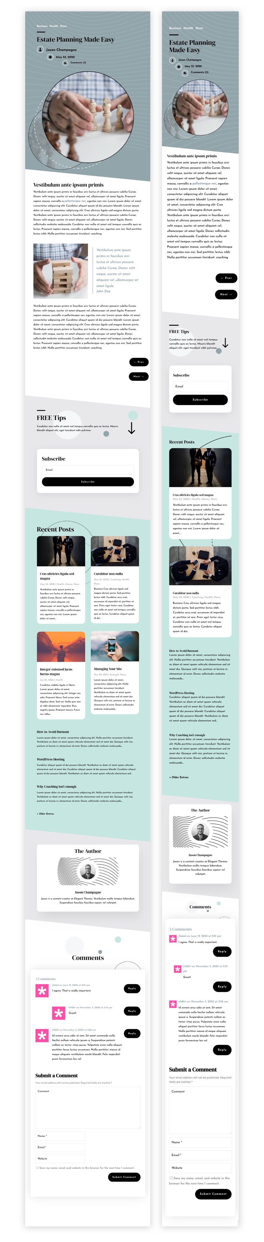 blog post template for Divi's Estate Planning Layout Pack