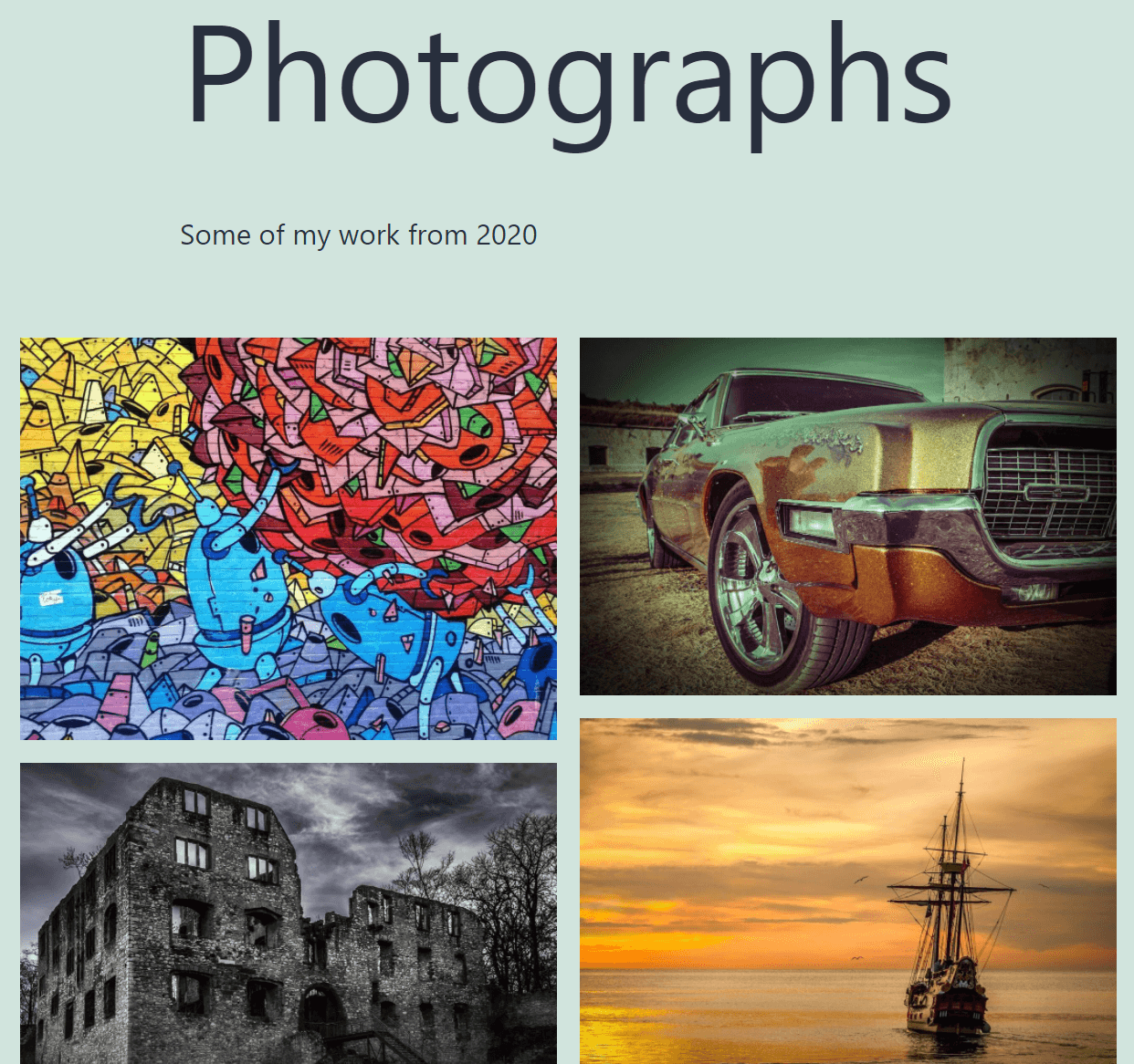 An example of a photography portfolio