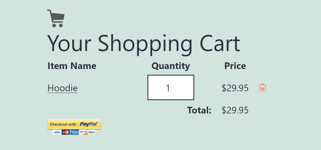 A PayPal shopping cart