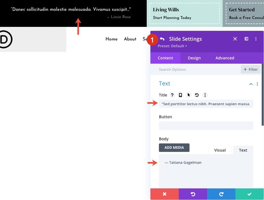 header & footer template for Divi's Estate Planning Layout Pack