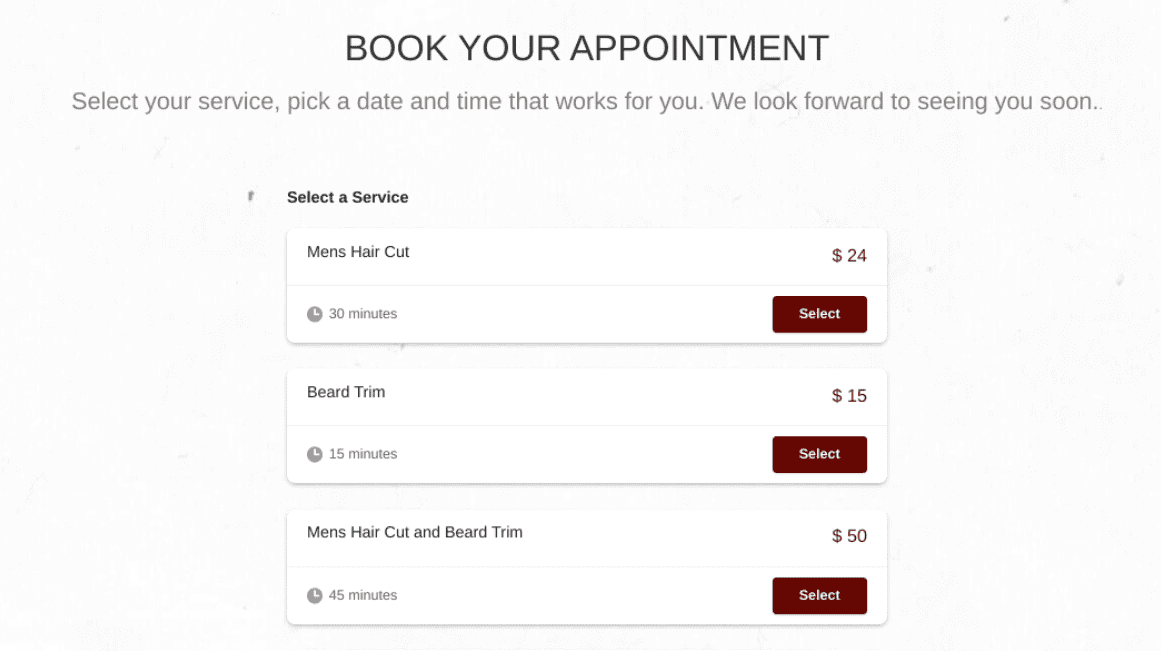 The Start Booking demo.