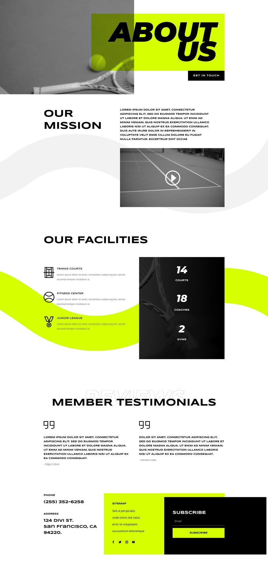 tennis club website