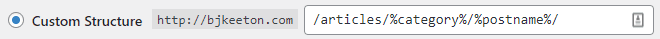 custom structure configure wordpress permalinks