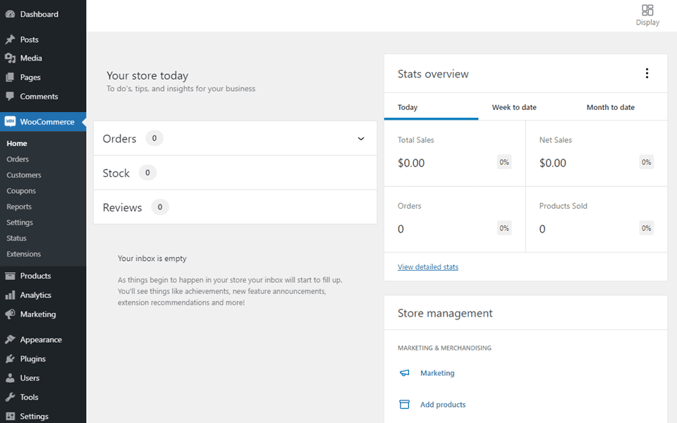 wocommerce dashboard