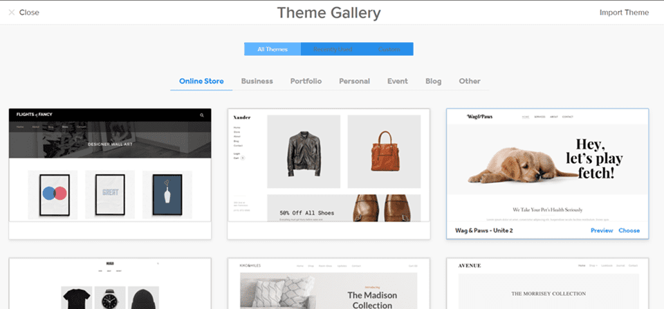 weebly theme gallery
