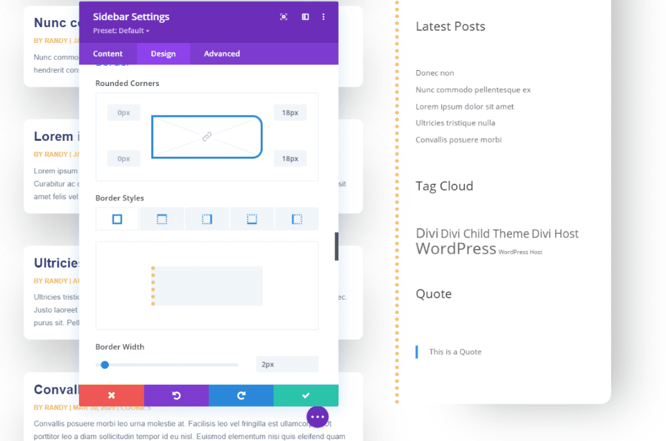 Creating a Custom Divi Sidebar Border