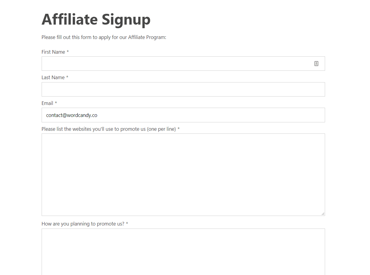 The affiliate appplication process