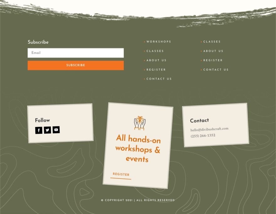 header footer template for Divi's Bushcraft Layout Pack