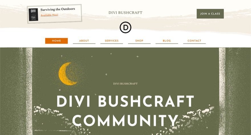 header footer template for Divi's Bushcraft Layout Pack