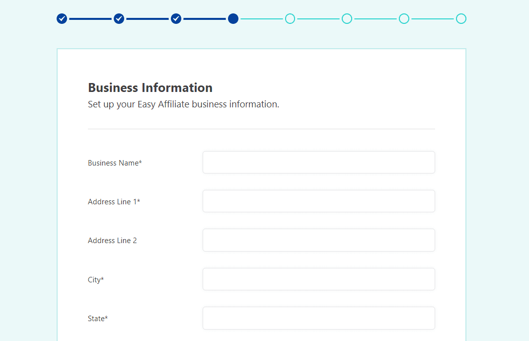 Entering your business information