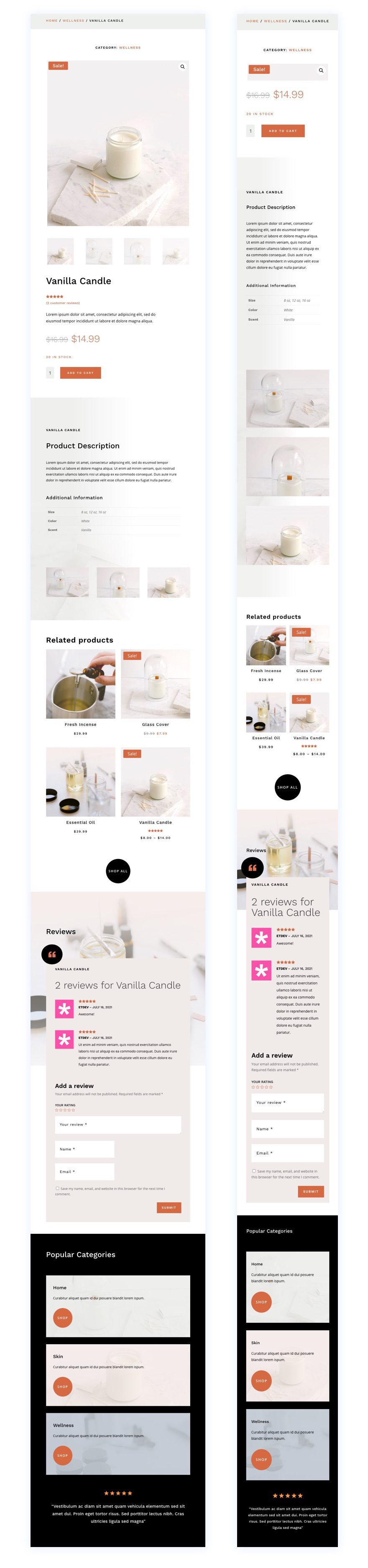 divi candle making product page template