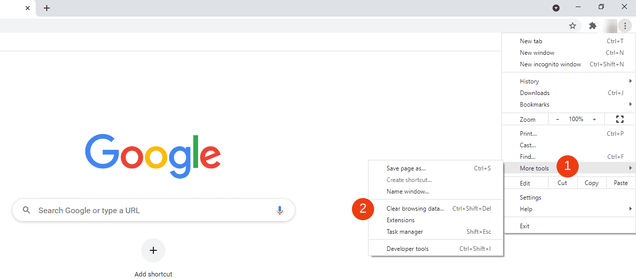 The option to clear browsing data in Google Chrome.