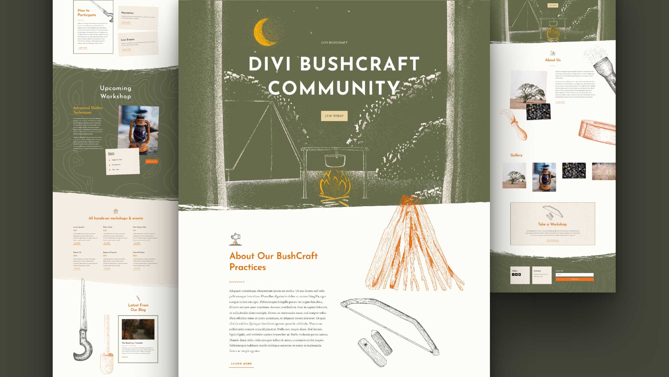 Get a FREE Bushcraft Layout Pack for Divi