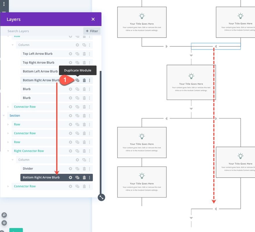 divi flow chart layout