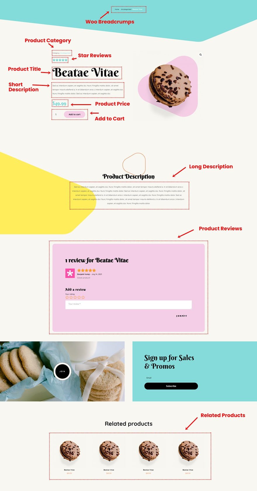 homemade cookies product page template