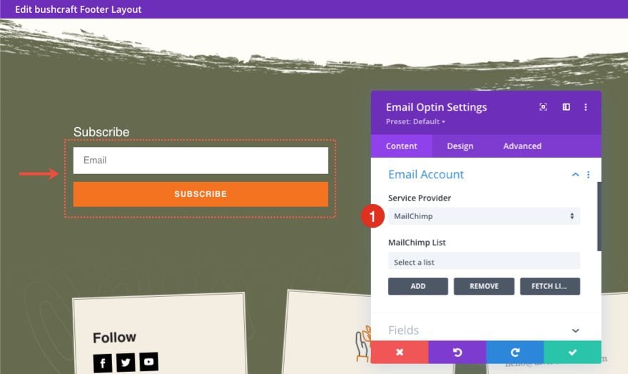 header footer template for Divi's Bushcraft Layout Pack