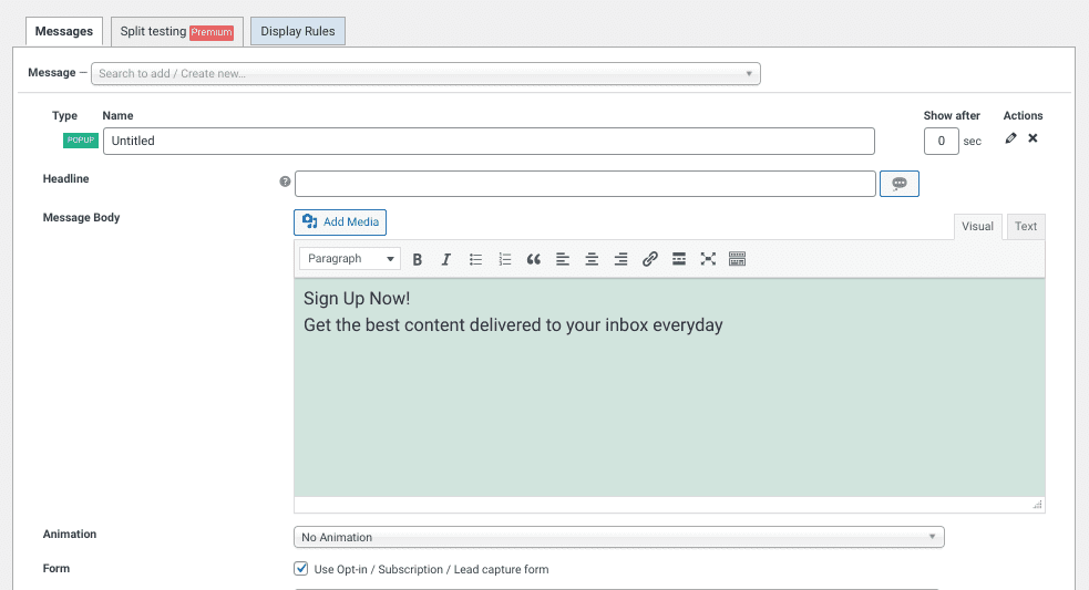 The Icegram plugin interface.
