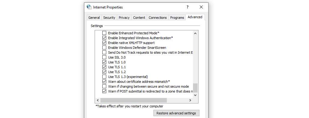 Configuring which TLS protocols your connection supports