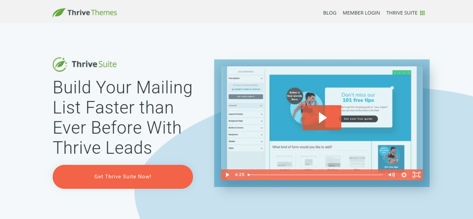 The Thrive Leads plugin website.