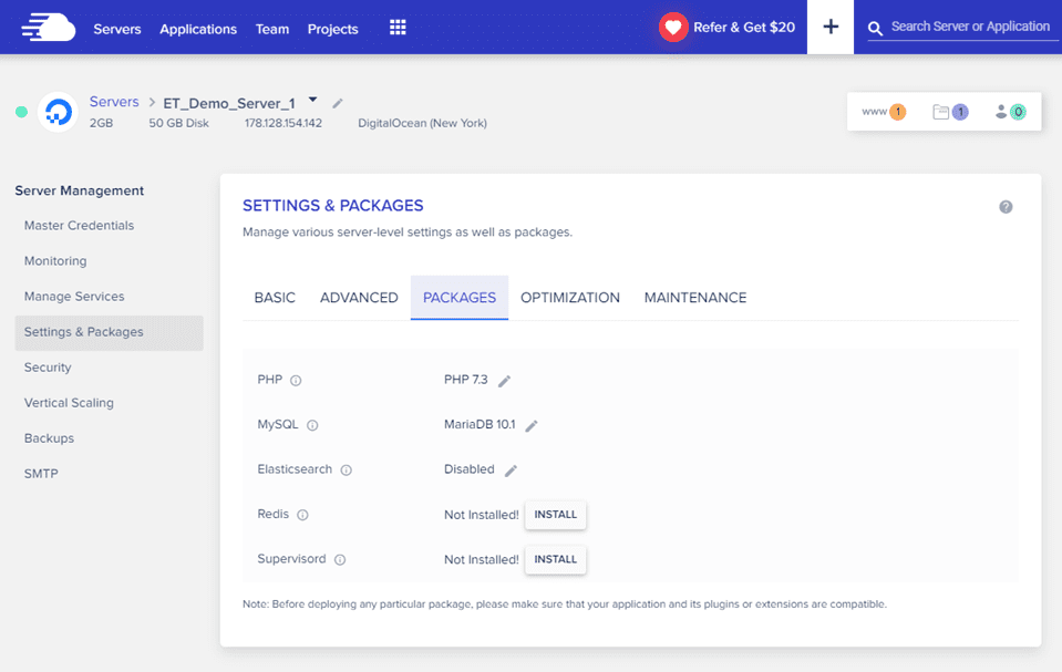 cloudways settings