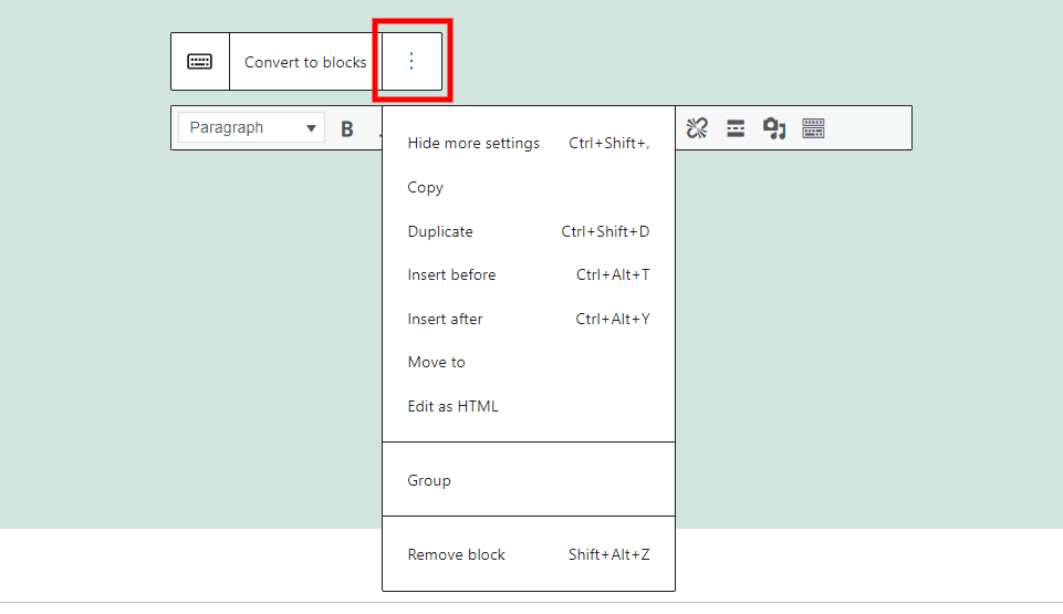 Classic Block Options