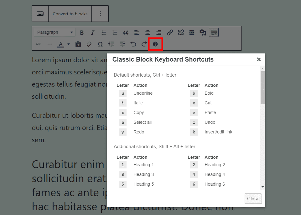 Keyboard Shortcuts