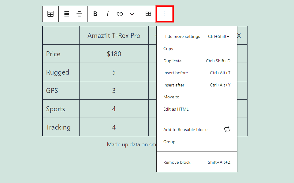 Block Options