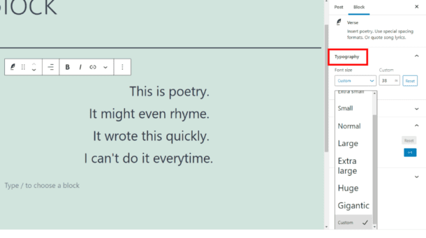 How to Use the WordPress Verse Block