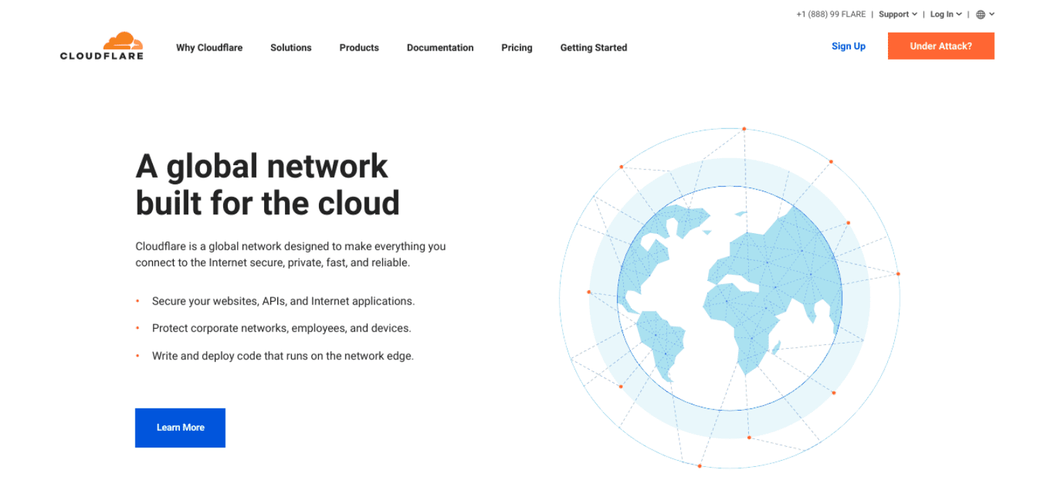 The Cloudflare website.