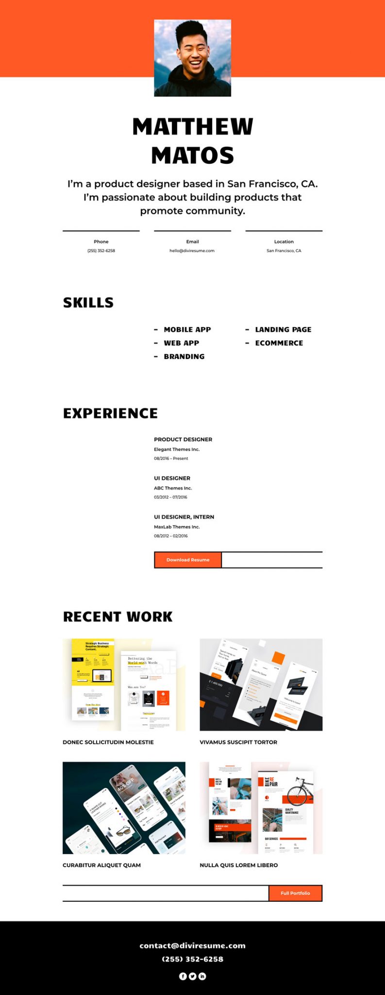 Get a FREE Creative CV Layout Pack for Divi