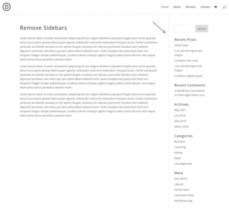 How To Remove Sidebars From Divi